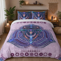 Throat Chakra Bedding Set, Vishuddha Duvet Cover Set, Blue Mandala Bedding, Spiritual Boho Bedroom Decor, Sacred Geometry Bedding