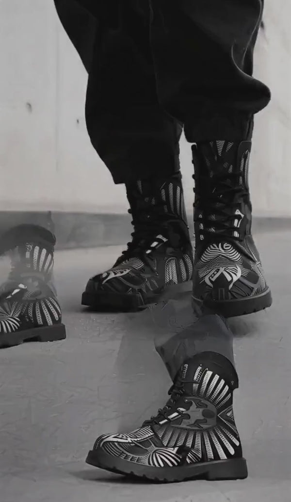 Hypnotica Monochrome Combat Boots product video