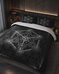 Higher Order Bedding Set, Sacred Geometry Duvet Cover, Black White Occult Bedding, Metatron Cube Bedroom Decor, Mystical Bed Set