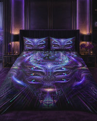 Hyperdimensional Love Bedding Set, Psychedelic Duvet Cover Set, Purple Visionary Art Bedding, Mystical Bedroom Decor, Cosmic Love Bed Set