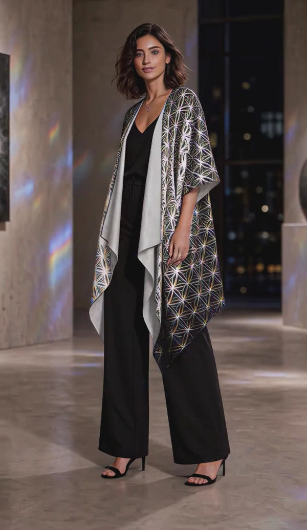 Chromatic Flower Draped Kimono product video