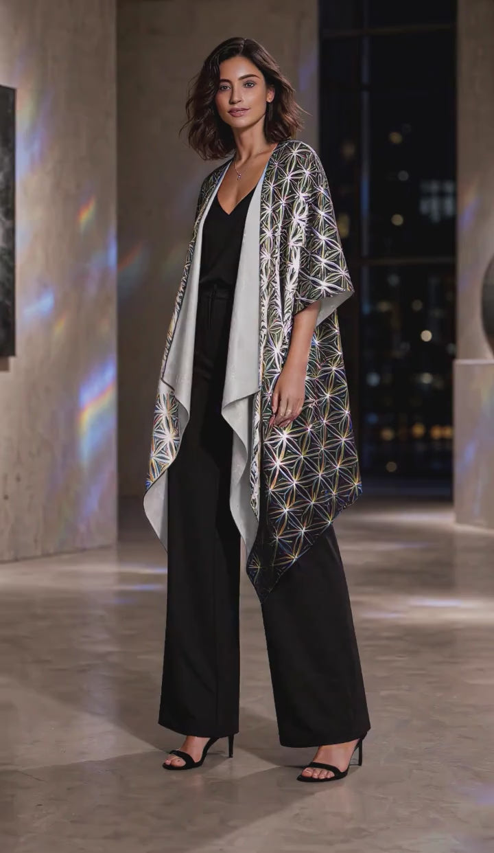 Chromatic Flower Draped Kimono product video
