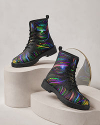 Enchanted Essence Psychedelic Combat Boots – Unisex Visionary Art Festival Boots