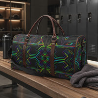 Tryptek Duffel Bag, Psychedelic Sacred Geometry Travel Bag, Neon Gym Bag, Festival Weekender Bag, Trippy Canvas Overnight Duffle