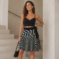 Chromadelic Rainbow Wrap Skirt, Rainbow Optical Art Skirt, Asymmetrical Festival Clothing, Psychedelic Festival Fashion, Wearable Art