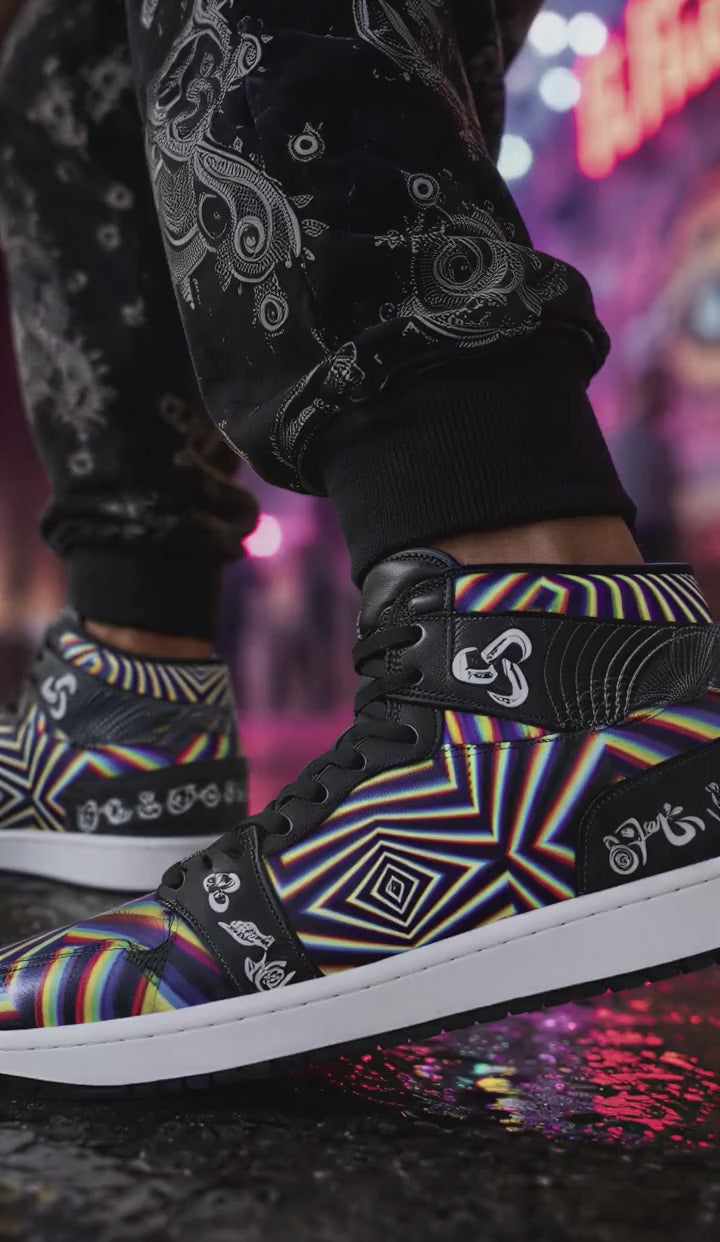 Chromadelic Unisex High Top Canvas Shoes product video