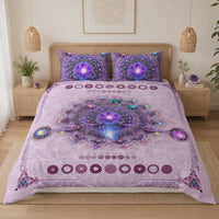 Crown Chakra Bedding Set, Purple Mandala Duvet Cover Set, Spiritual Boho Bedroom Decor, Sacred Geometry Bedding, Sahasrara Chakra