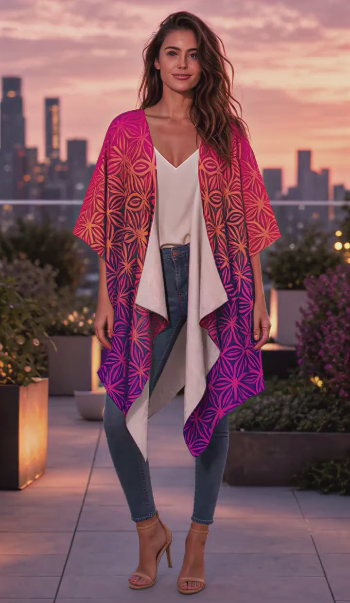 Sacral Bloom Draped Kimono product video