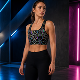 Prismatic Grid Sports Bra — lifestyle view 1: front three-quarter lifestyle view