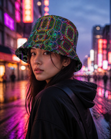 Prismatic Grid reversible bucket hat - worn city
