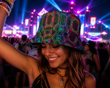 Prismatic Grid reversible bucket hat - worn festival