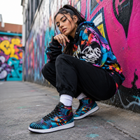 Xenoform Unisex High Top Sneakers, Psychedelic Optical Art Shoes, Colorful Festival Streetwear, Rave Fashion Basketball Shoes