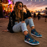 Xenoform Unisex High Top Sneakers, Psychedelic Optical Art Shoes, Colorful Festival Streetwear, Rave Fashion Basketball Shoes