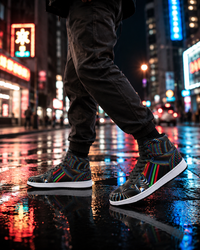 Waveform Unisex High Top Sneakers, Psychedelic Rainbow Shoes, Optical Illusion Streetwear