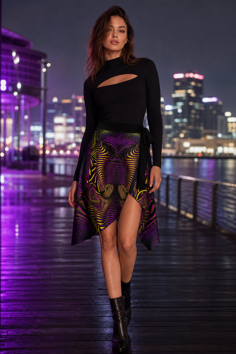 Velvet Wave Wrap Skirt lifestyle front view