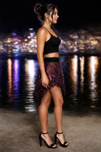 Velvet Wave Wrap Skirt lifestyle right-side view