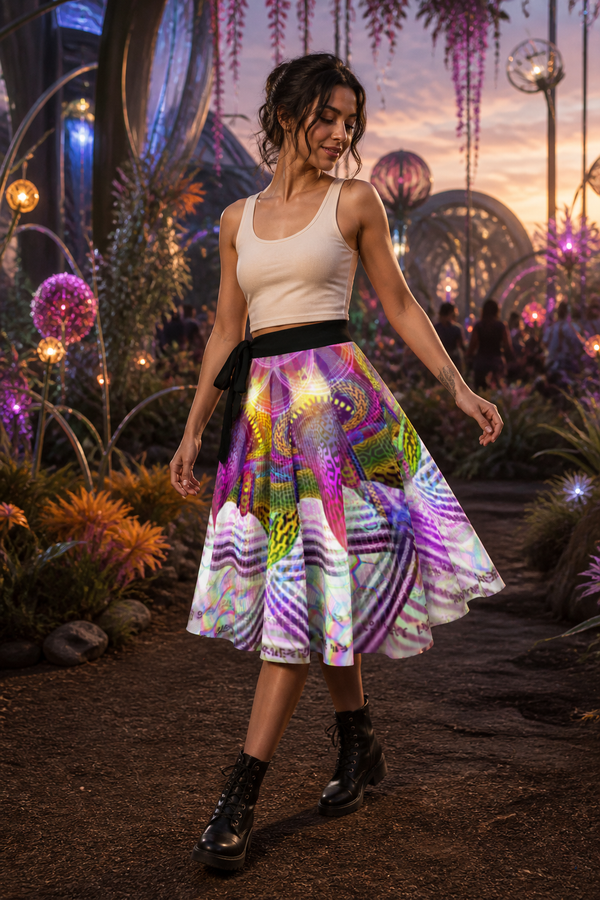 Venusian Flora Wrap Skirt approved lifestyle 1: 01 editorial hero