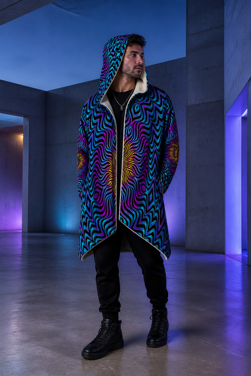 Xenoflow Psychedelic Microfleece Cloak — approved lifestyle view 01 — 01-hero-candidate