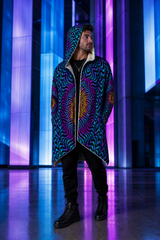 Xenoflow Psychedelic Microfleece Cloak — approved lifestyle view 02 — 02-art-installation-front
