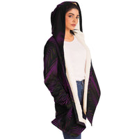 Velvet Dream Micro Fleece Cloak, Hooded Wearable Art, Psychedelic Festival Layer — front — hood lowered