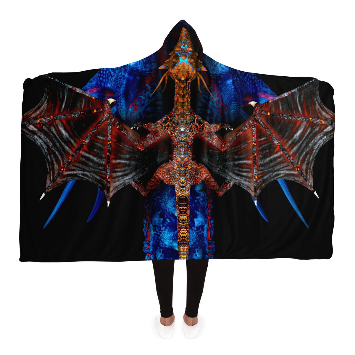 Dragon Wings, Psychedelic Hooded Blanket, Festival Wearable Art