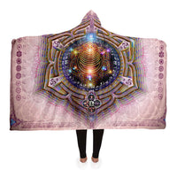 Svadhisthana Sacral Chakra Hooded Blanket, Orange Portal Mandala Sherpa Throw, Meditation Gift, Sacred Geometry Blanket
