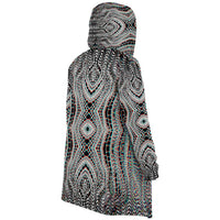 Organix Micro Fleece Cloak, Hooded Wearable Art, Psychedelic Festival Layer — front — hood lowered