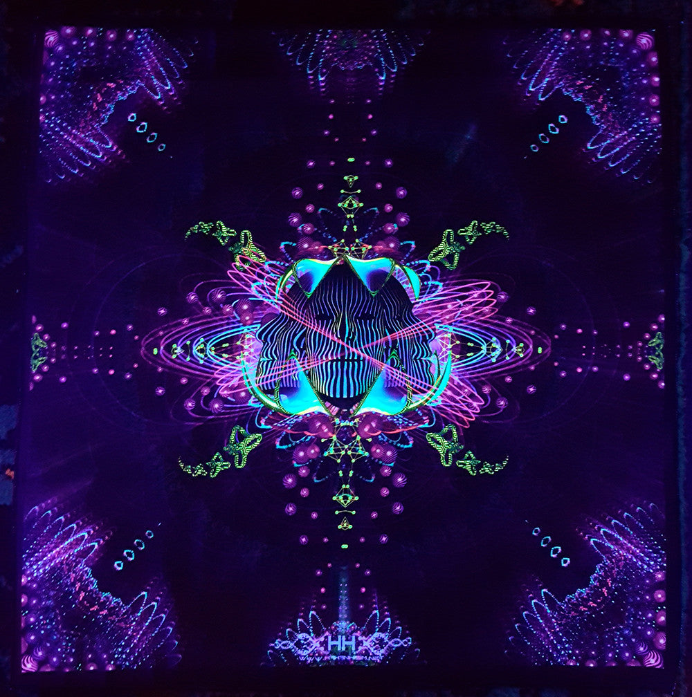 UV Active NEON Canvas Backdrop - Subatomic Neuronaut 64 x 64 cm