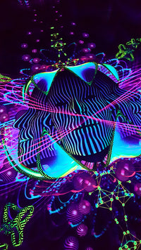 UV Active NEON Canvas Backdrop - Subatomic Neuronaut 64 x 64 cm