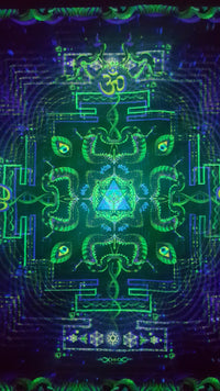 UV Active NEON Canvas Backdrop - Divine Yantra 72 x 72 cm