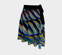 Phonetic Vortex Wrap Skirt, Abstract Glyph Art Skirt, Asymmetrical Festival Clothing, Experimental Festival Fashion, Wearable Art
