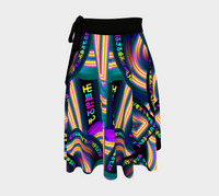 Tea Daze Wrap Skirt, Psychedelic Tea Ritual Festival Skirt, Asymmetrical Wearable Art, Whimsical Festival Fashion