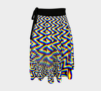 Hypnodelica Wrap Skirt, Hypnotic Neon Geometry Festival Skirt, Asymmetrical Wearable Art, Psychedelic Festival Fashion