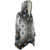 Tripswitch Micro Fleece Cloak, Hooded Wearable Art, Psychedelic Festival Layer — front — hood lowered
