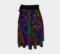 Prismatic Overlay Wrap Skirt, Iridescent Geometric Art Skirt, Asymmetrical Festival Clothing, Prismatic Cyber Fashion, Wearable Art