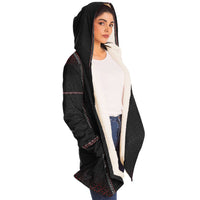 Sacred Cloak Micro Fleece Cloak, Hooded Wearable Art, Psychedelic Festival Layer — back — hood raised