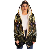 Witness Micro Fleece Cloak, Hooded Wearable Art, Psychedelic Festival Layer — back — hood raised