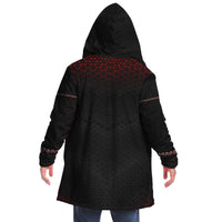 Singular Sight Cloak Micro Fleece Cloak, Hooded Wearable Art, Psychedelic Festival Layer — front — hood lowered