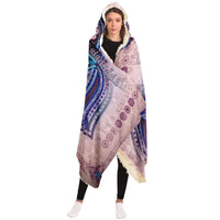 Vishuddha Throat Chakra Hooded Blanket, Blue Mandala Sherpa Throw, Meditation Gift, Sacred Geometry Vocal Blanket