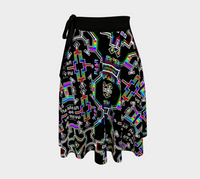 Prismatic Grid Wrap Skirt, Chromatic Grid Art Skirt, Asymmetrical Festival Clothing, Futurist Festival Fashion, Wearable Art