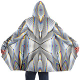 Stoned Micro Fleece Cloak, Hooded Wearable Art, Psychedelic Festival Layer — front — hood raised