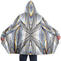 Stoned Micro Fleece Cloak, Hooded Wearable Art, Psychedelic Festival Layer — front — hood raised