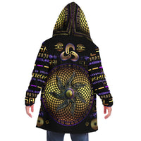Scintillating Spirit Micro Fleece Cloak, Hooded Wearable Art, Psychedelic Festival Layer — back — hood raised