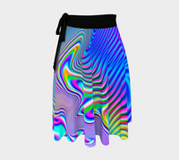 Holowave Wrap Skirt, Holographic Rainbow Wave Art Skirt, Asymmetrical Festival Clothing, Vaporwave Festival Fashion, Wearable Art