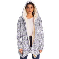 Flower of Life II Micro Fleece Cloak, Hooded Wearable Art, Psychedelic Festival Layer — back spread — hood raised