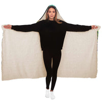 Mystic Temptation Hooded Blanket, Cosmic Shaman Neon Sherpa Throw, Bohemian Ceremonial Gift, Visionary Spiritual Blanket
