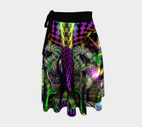 Mystic Temptation Wrap Skirt, Neon Psychedelic Art Festival Skirt, Asymmetrical Wearable Art, Visionary Festival Fashion