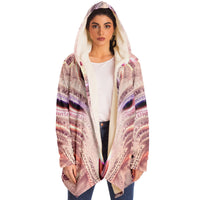 Wolfheart Micro Fleece Cloak, Hooded Wearable Art, Psychedelic Festival Layer — back — hood raised