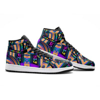 Tea Daze Unisex High Top Sneakers, Psychedelic Rainbow Shoes, Neon Festival Footwear, Trippy Streetwear Sneakers, Rave Fashion Gift