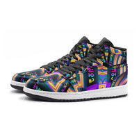 Tea Daze Unisex High Top Sneakers, Psychedelic Rainbow Shoes, Neon Festival Footwear, Trippy Streetwear Sneakers, Rave Fashion Gift